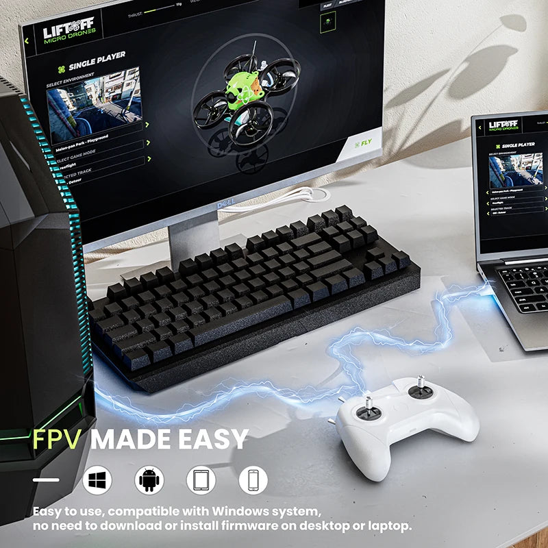 Drone Training Simulator Remote Control Handle FPV Drone 8CH Flight Simulator Controller Mode 1/2 DJI DRL Liftoff Accessories