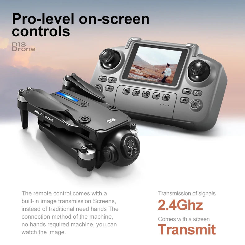 2025 New D18 Drone 8K Aerial HD Dual Camera Photography Intelligent Obstacle Avoidance Brushless Power Foldable Quadcopter Toys