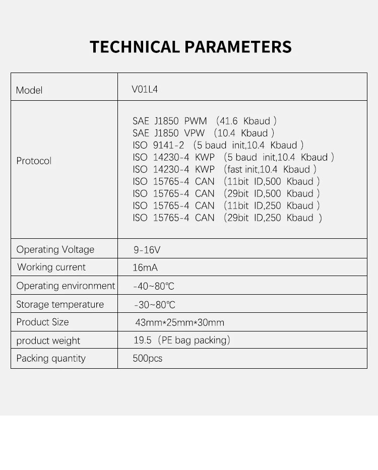 V01L4 Vehicle Diagnostics Coding Of Vehicle Functions V01L4 Super Mini ELM327 V2.1 Diagnostic Tool Interface ELM 327 Bluetooth