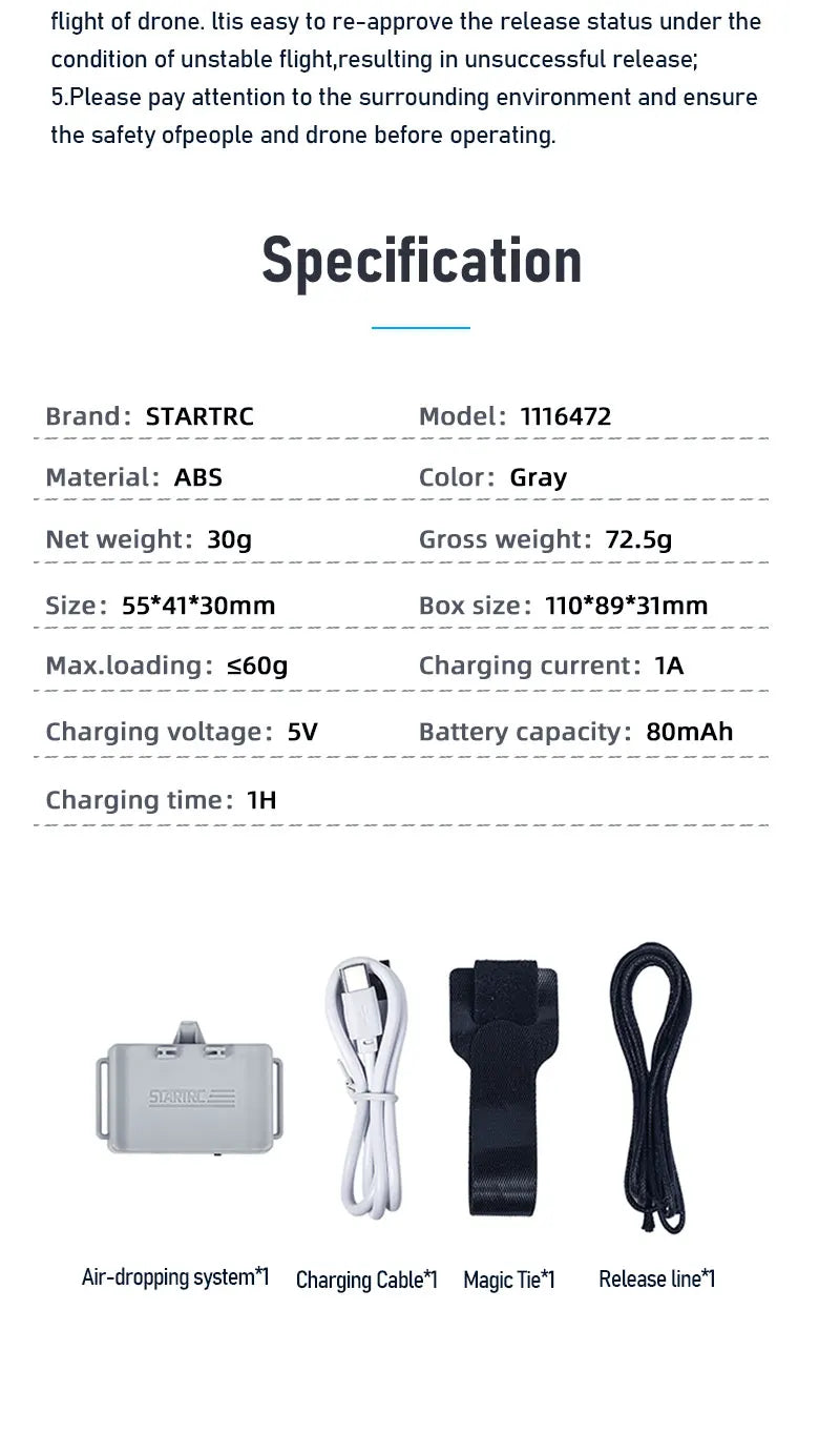 Drone Airdrop System for DJI Mini 2/SE/2SE Air-dropping Dropper Fishing Bait Wedding Ring Gift Proposal Rescue Delivery Thrower