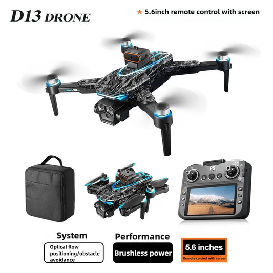 D13 Drone with 5.6-inch Screen Control Brushless Quadcopter Obstacle Avoidance Remote-controlled Aircraft Foreign Trade