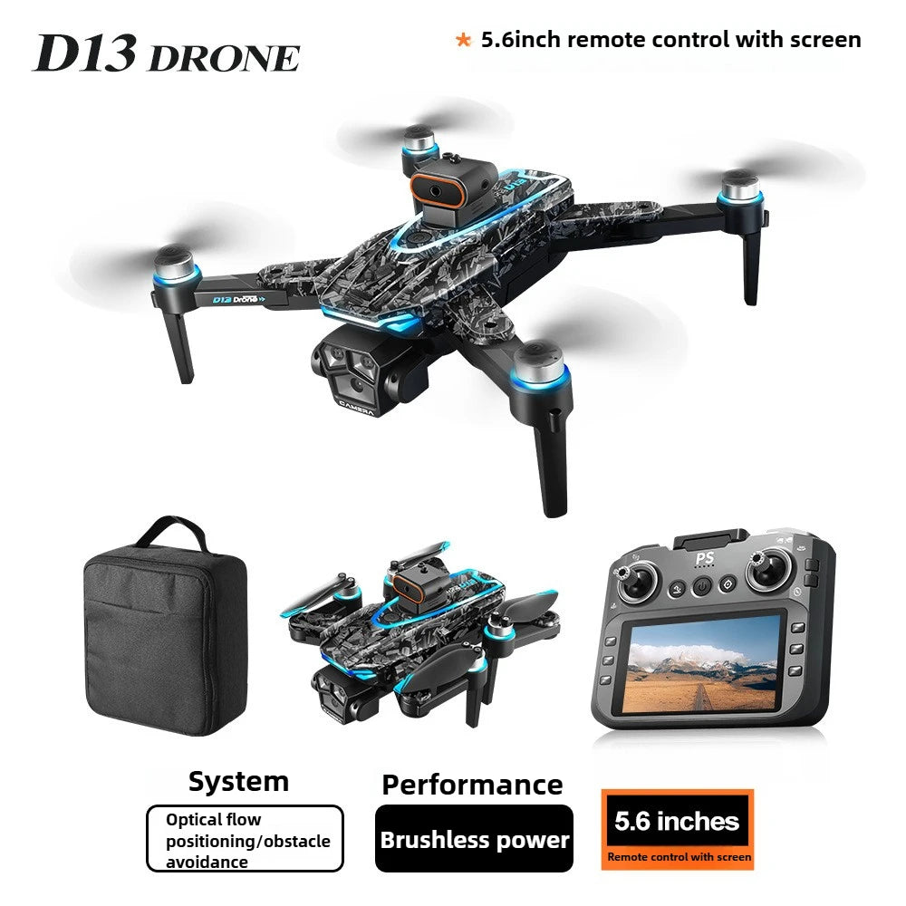 D13 Drone with 5.6-inch Screen Control Brushless Quadcopter Obstacle Avoidance Remote-controlled Aircraft Foreign Trade