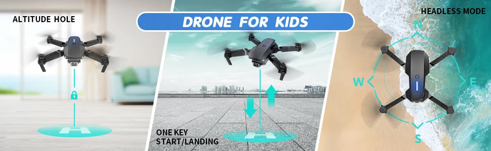 1080P HD Dual Camera E99Pro Drone & Altitude Hold, Beginner Friendly - Long Battery Life, USB Charging, Perfect Gift for Outdoor