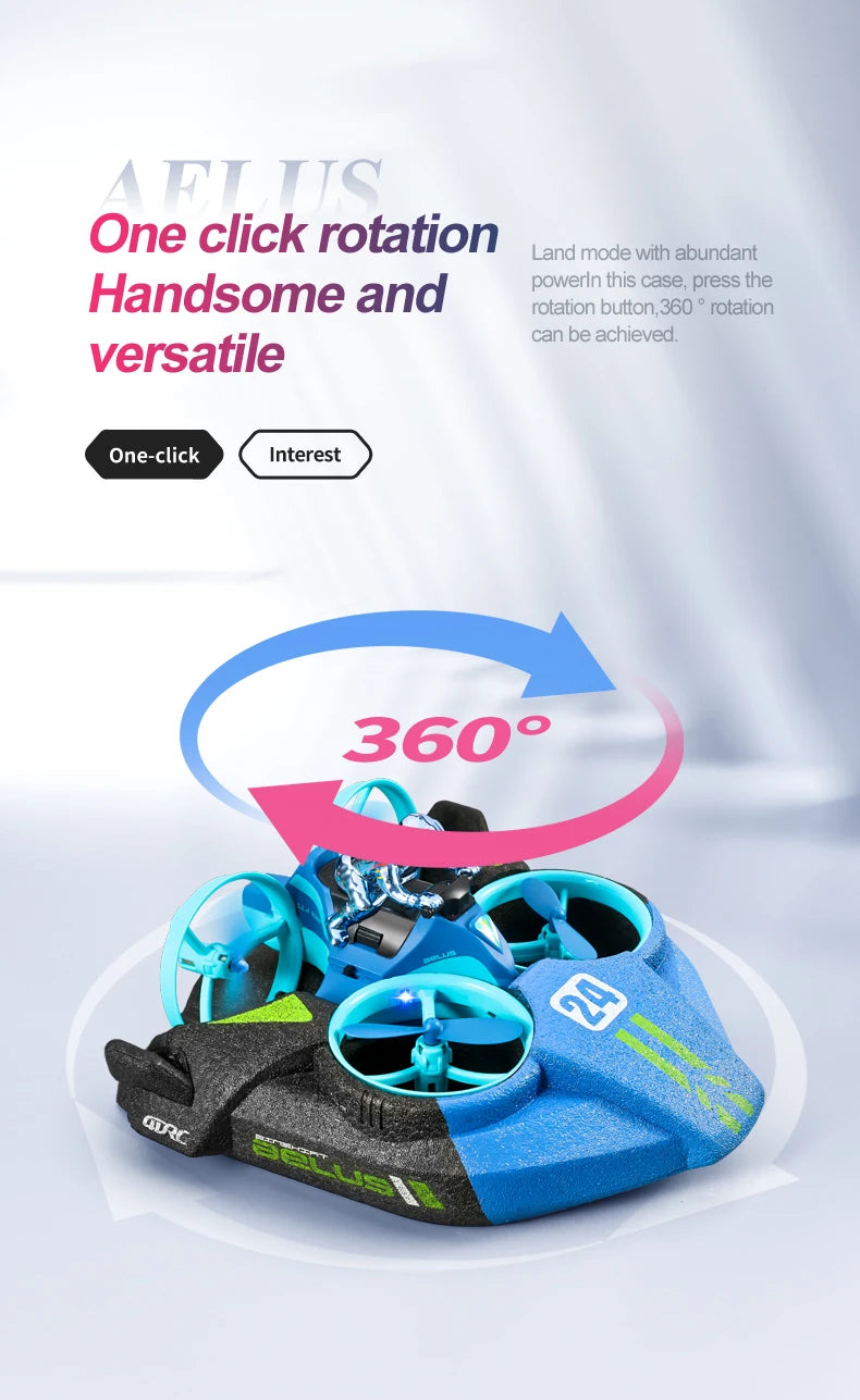 4DRC Mini RC Drone Altitude Hold Headless Mode 3 in 1 Sea Land Air Flight 2.4G Remote Control Quadcopter Boat RC Helicopter Toys