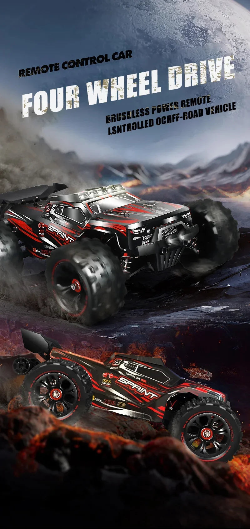 RC Car 1/14 4WD 2.4G Remote Control Car 550 Carbon Brush Strong Motor Drift Off-Road Desert Racing Car Remote Truck Toys