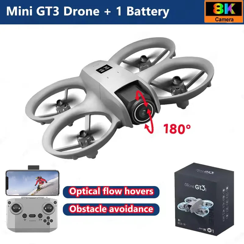 NEW Drones GT3 GPS 8K Professional HD 180° Dual Cameras 5G WIFI Brushless Motors Obstacle Avoidance FPV Foldable Quadcopter Toys