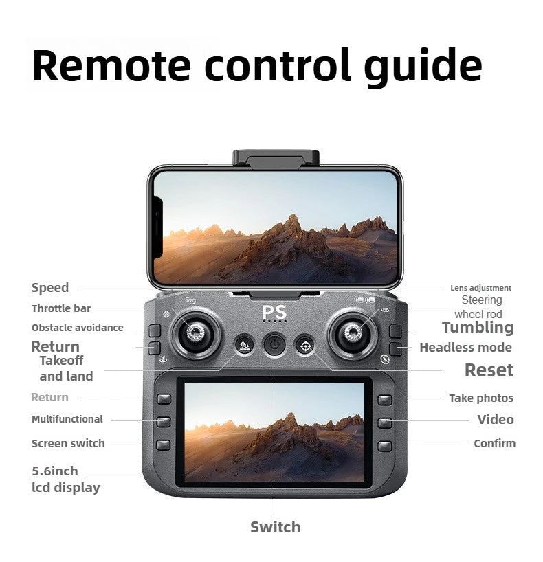 Aircraft Foreign Trade New D13 Drone with 5.6-inch Screen Control Brushless Quadcopter Obstacle Avoidance Remote-controlled