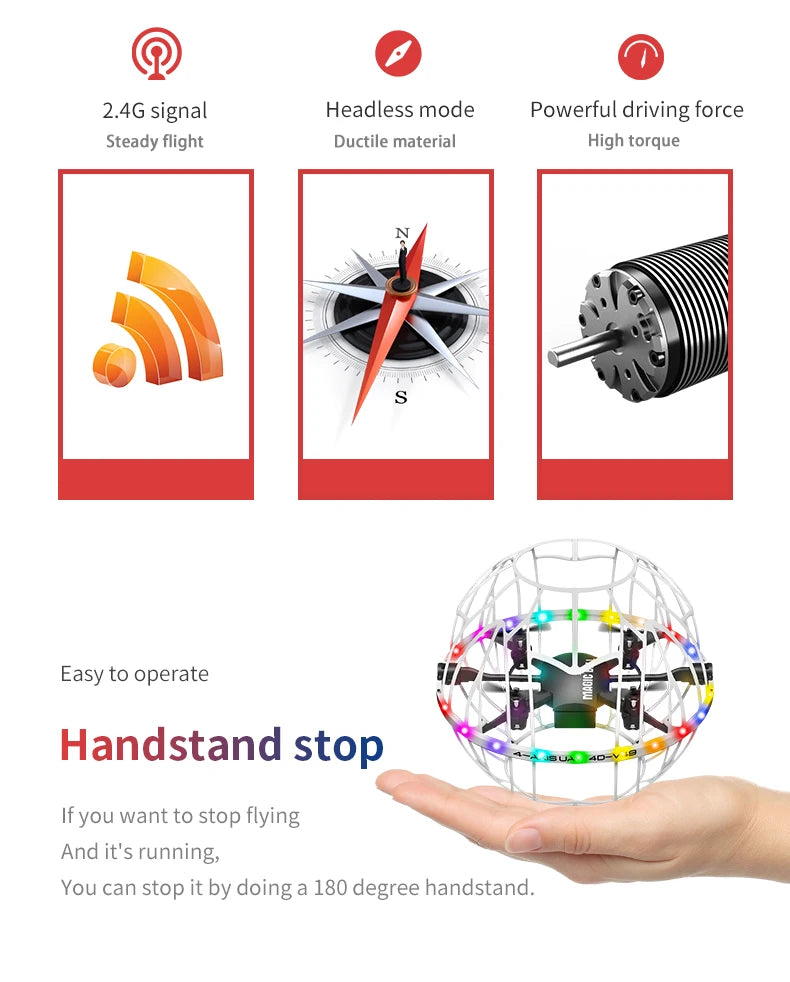 4DRC V49 Drone for Soccer Competition WiFi Fpv Obstacle Avoidance Helicopter Fixed Height RC Flying Ball Toys Starter Gifts