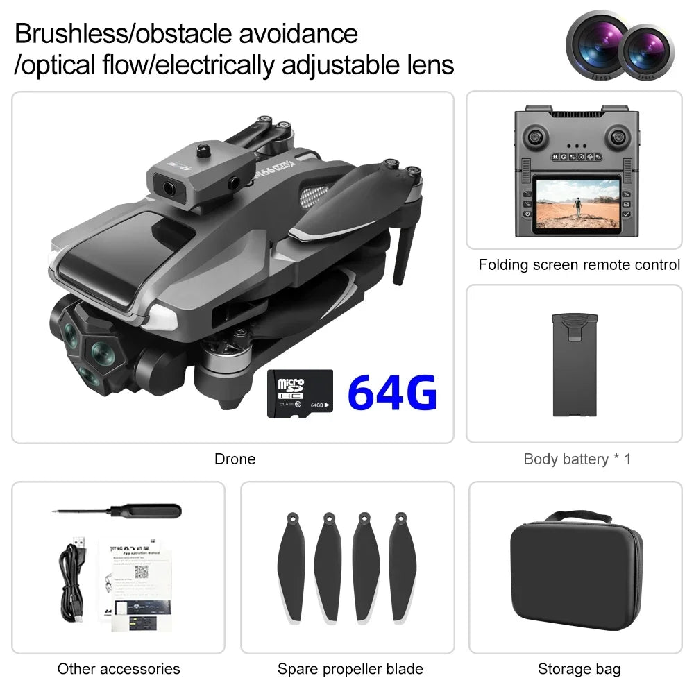 Drone Profesional 8K Dual Camera Brushless Motor Obstacle Avoidance Dron RC Helicopter Foldable Quadcopter