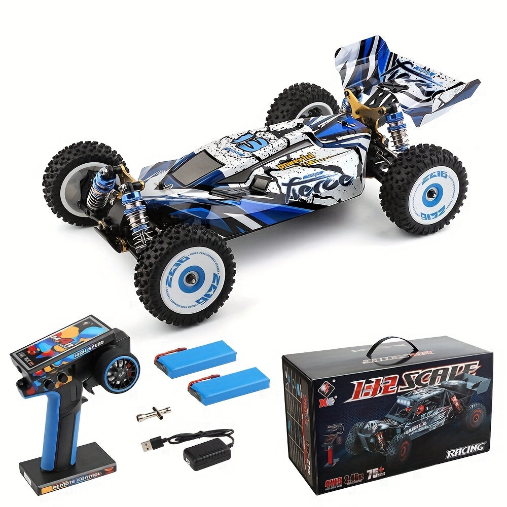 WLtoys 124017 75KM/H 4WD RC Car Professional Racing Car Brushless Electric High Speed Off-Road Drift Remote Control Toys for Boys with 2 Batteries