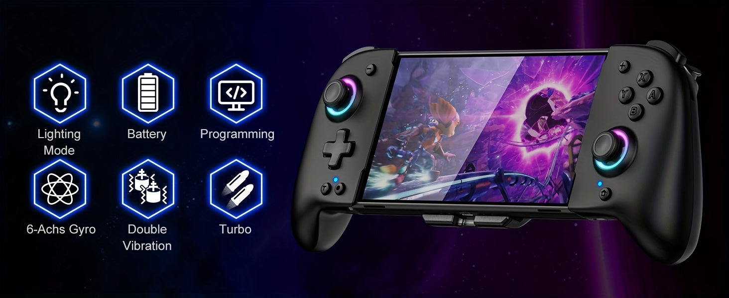 For Switch/Switch OLED, All-In-One gamepad controller replacement for Switch Controller, Switch Controller Remote Control with Adjustable TURBO, with RGB Lighting Effects