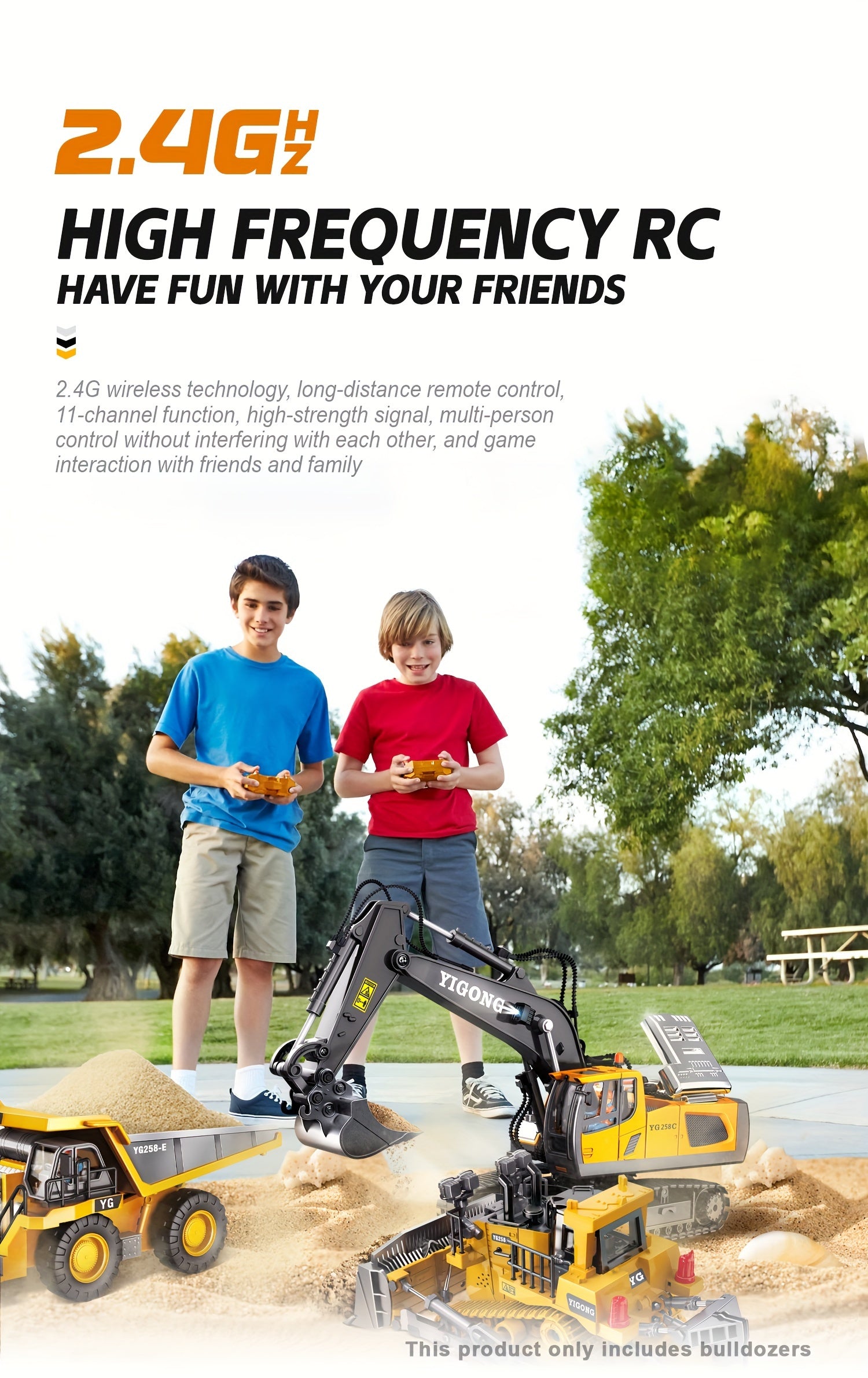 1:24 Scale Metal Bulldozer - Construction Vehicle with Eight-Channel Remote Control, LED Lights, Sound Effects - Perfect Holiday Gift for Kids