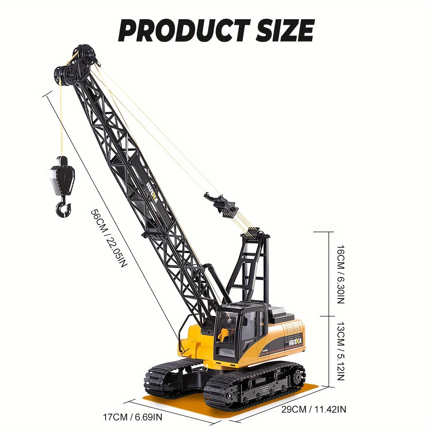 1:15 Scale 15-Channel Electric Golden Remote Control Crane with 2.4GHz Remote, Heavy-Duty Hook, and LED Lights - Perfect Birthday, Halloween, and Christmas Gift