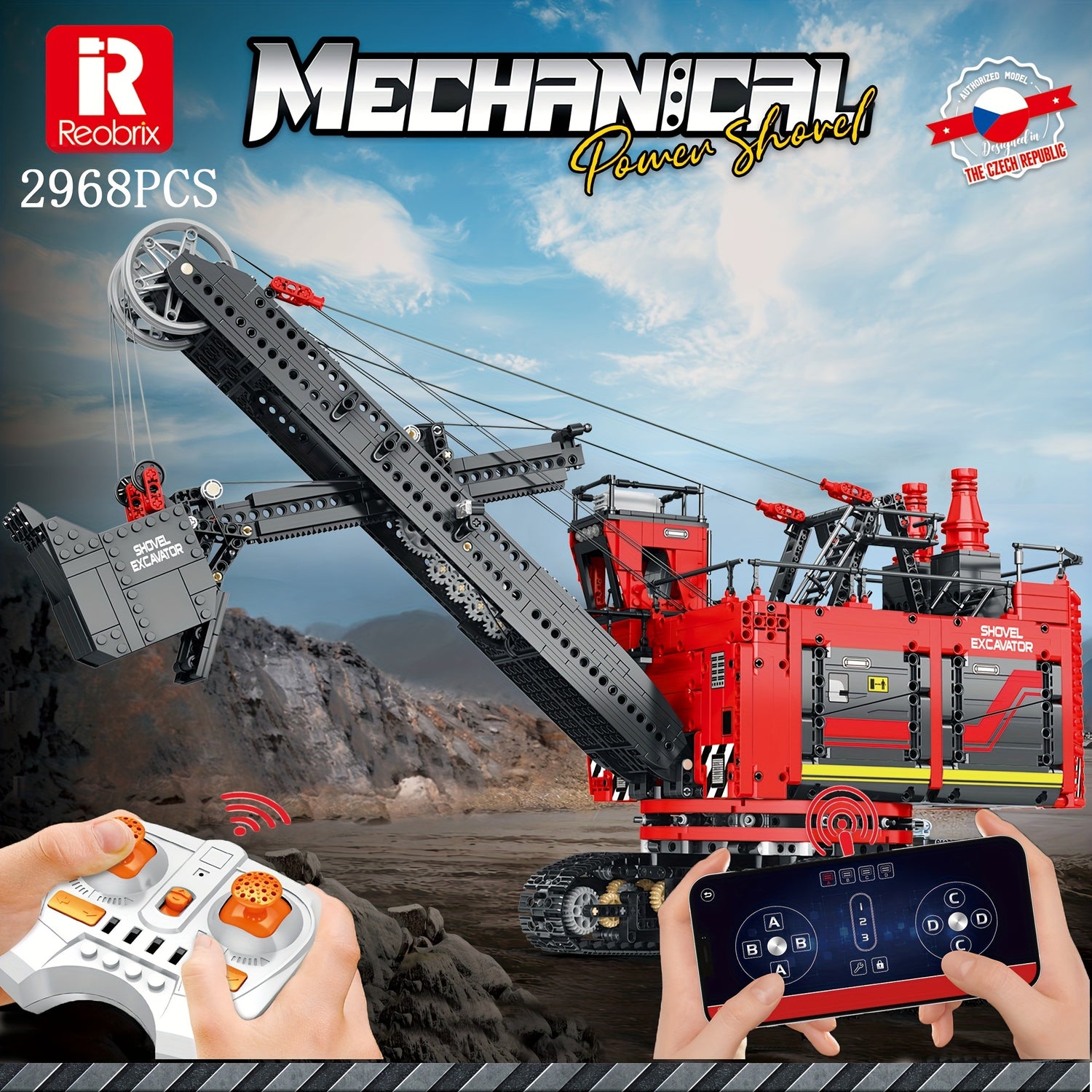 Reobrix 2968pcs Remote Control Excavator Building Set with App Connectivity - Perfect Holiday Gift for Adults, Durable ABS Construction