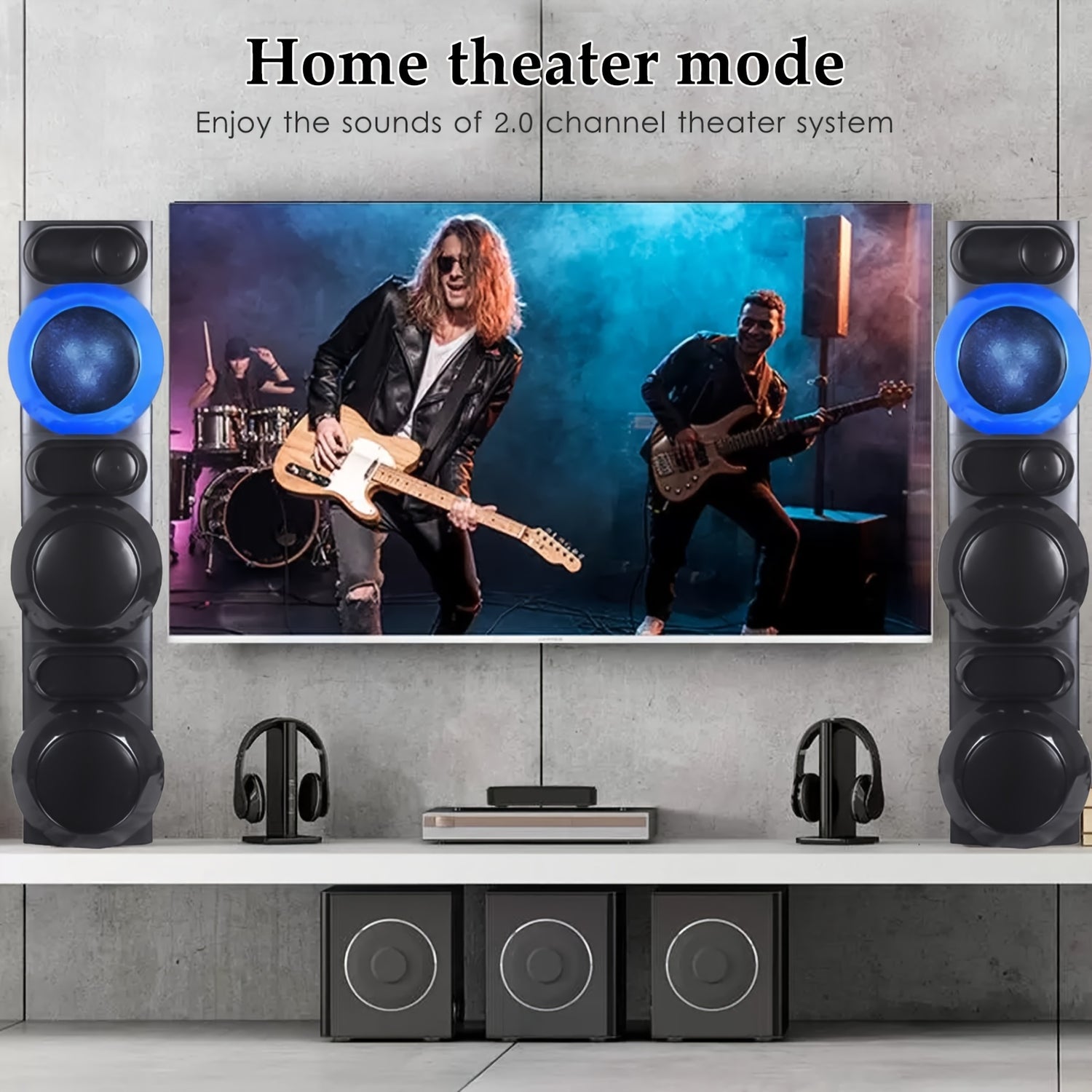120W Powerful 2.0 Channel Surround Sound System - 1 Set Dual Speaker Home Theater, 5.25'' Woofer, 2'' Tweeter, AUX/FM/SD, Built In Micphone & Remote Control, Deep Bass In Black