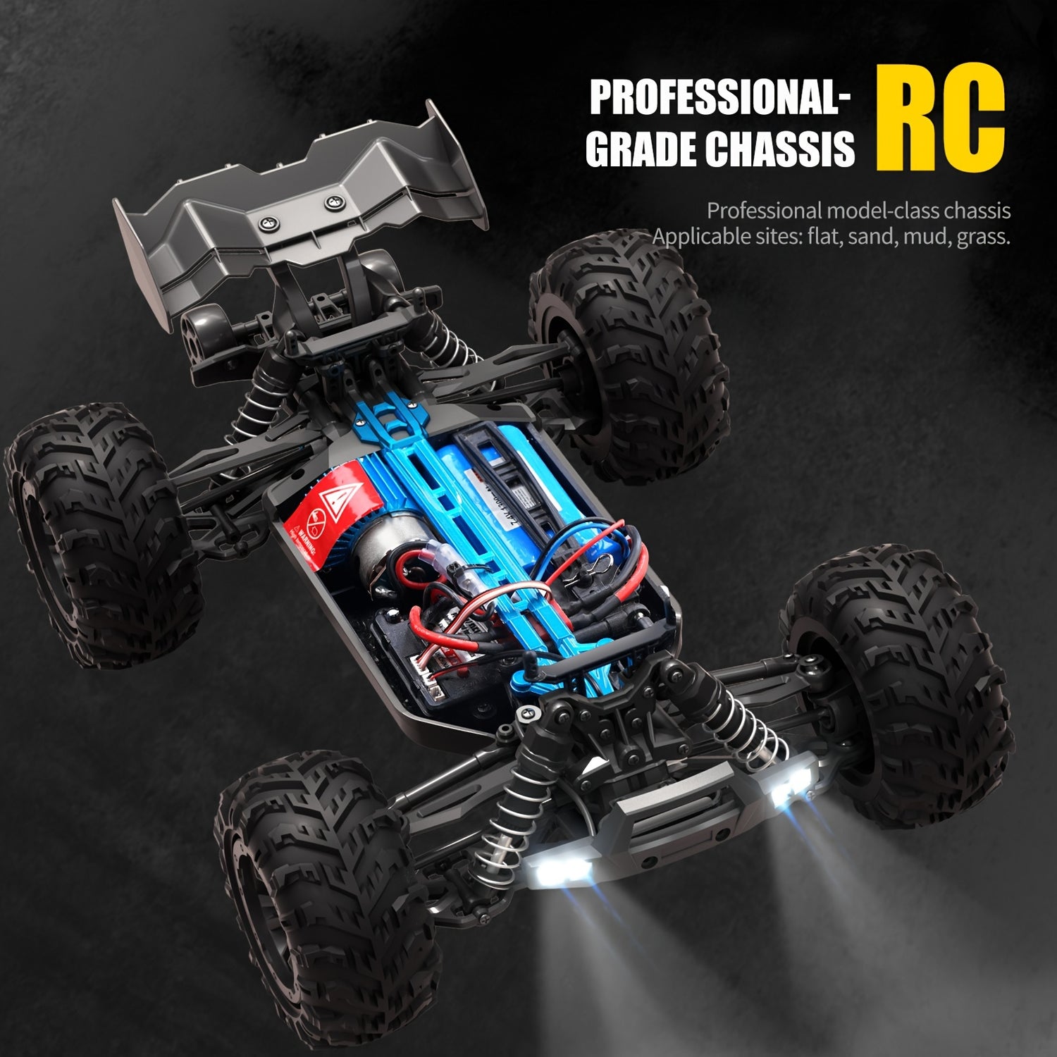 [High-Speed RC Truck] High-Speed 4WD 70KM/H RC Truck - 2.4 GHz Remote Control, Rechargeable Battery, Proportional Throttle/Steering - Off-Road Racing Car Toy for Outdoor Fun, Blue, Truck Toy