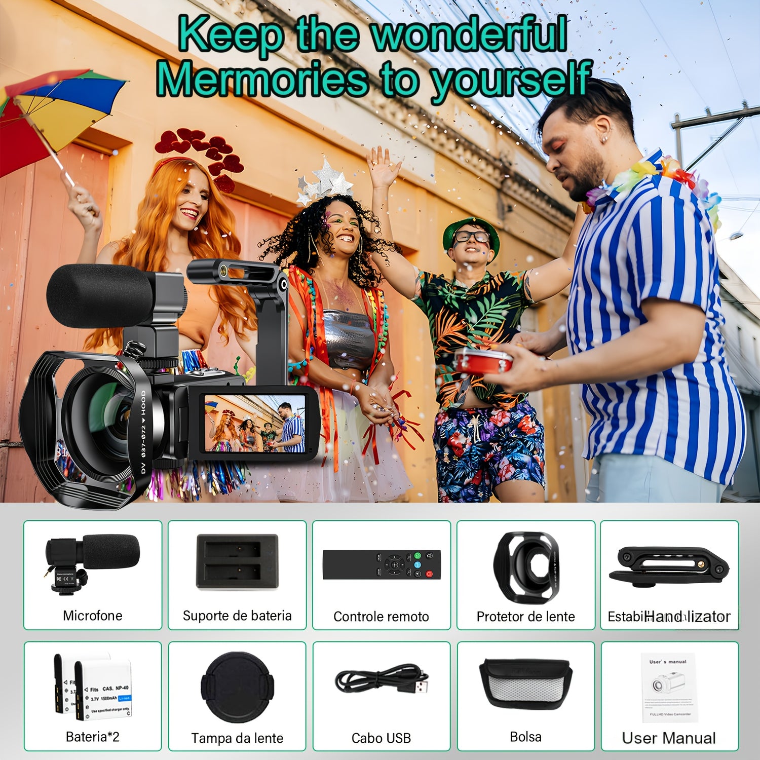 5K   64MP Camcorder IR Night Vision Vlogging  18X Zoom WiFi Digital  for  3.0'' Touch Screen Recorder  with 32GB SD Card, Microphone, 2.4G Remote Control