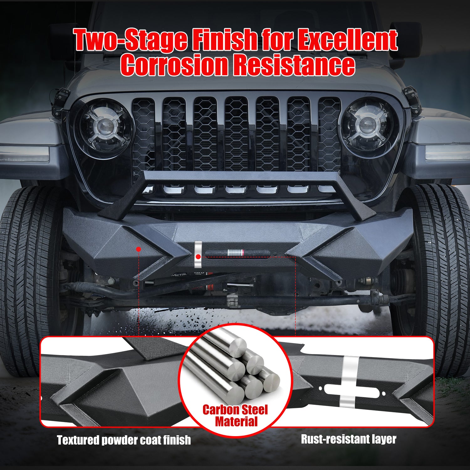 Front Bumper with Winch Plate for Wrangler JK (2007–2018)