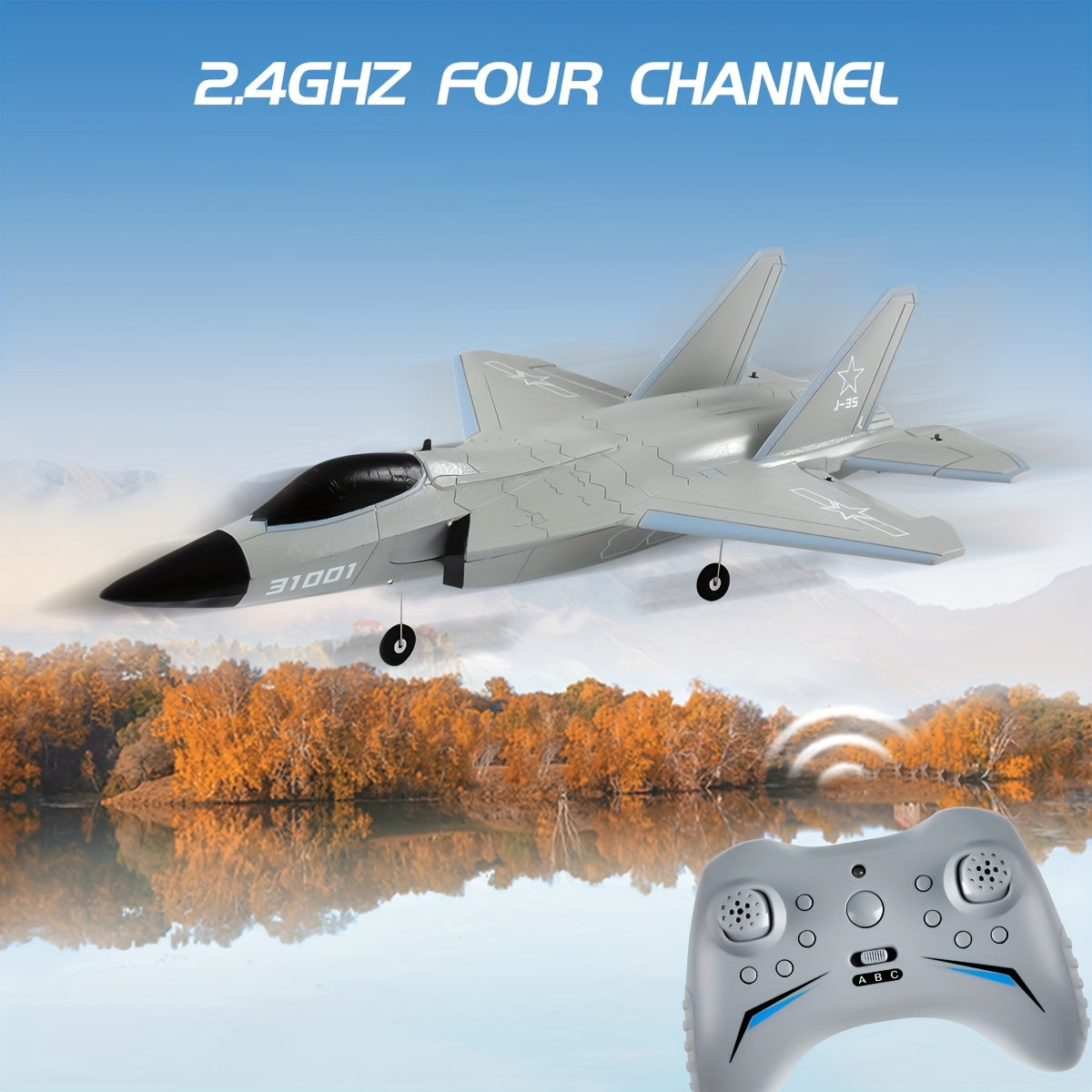 J35 High-Speed RC Fighter Jet Drone - Weatherproof, Durable Foam Wings, 2.4G Remote Control, USB Rechargeable 650mAh Battery, Easy Assembly & Flight