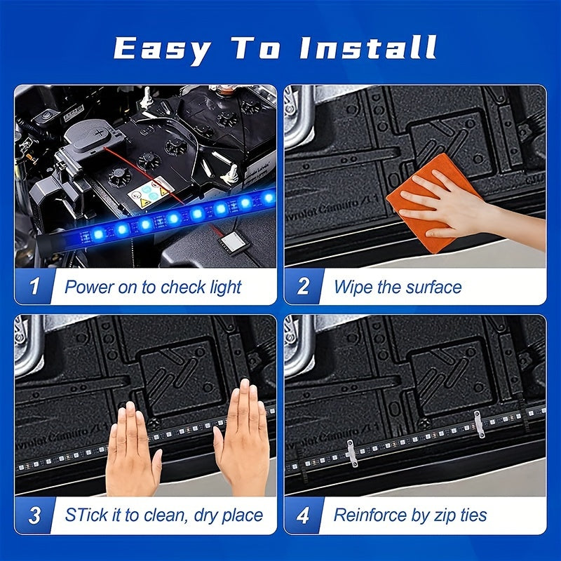 A Set Of PC Car Micro Neon Lights With LED RGB 160 Million Color Sound Function Music Mode, Car Atmosphere Light Strip Wireless Remote Control Body Light Strip, Suitable For Cars, Vans, SUVs And Trucks