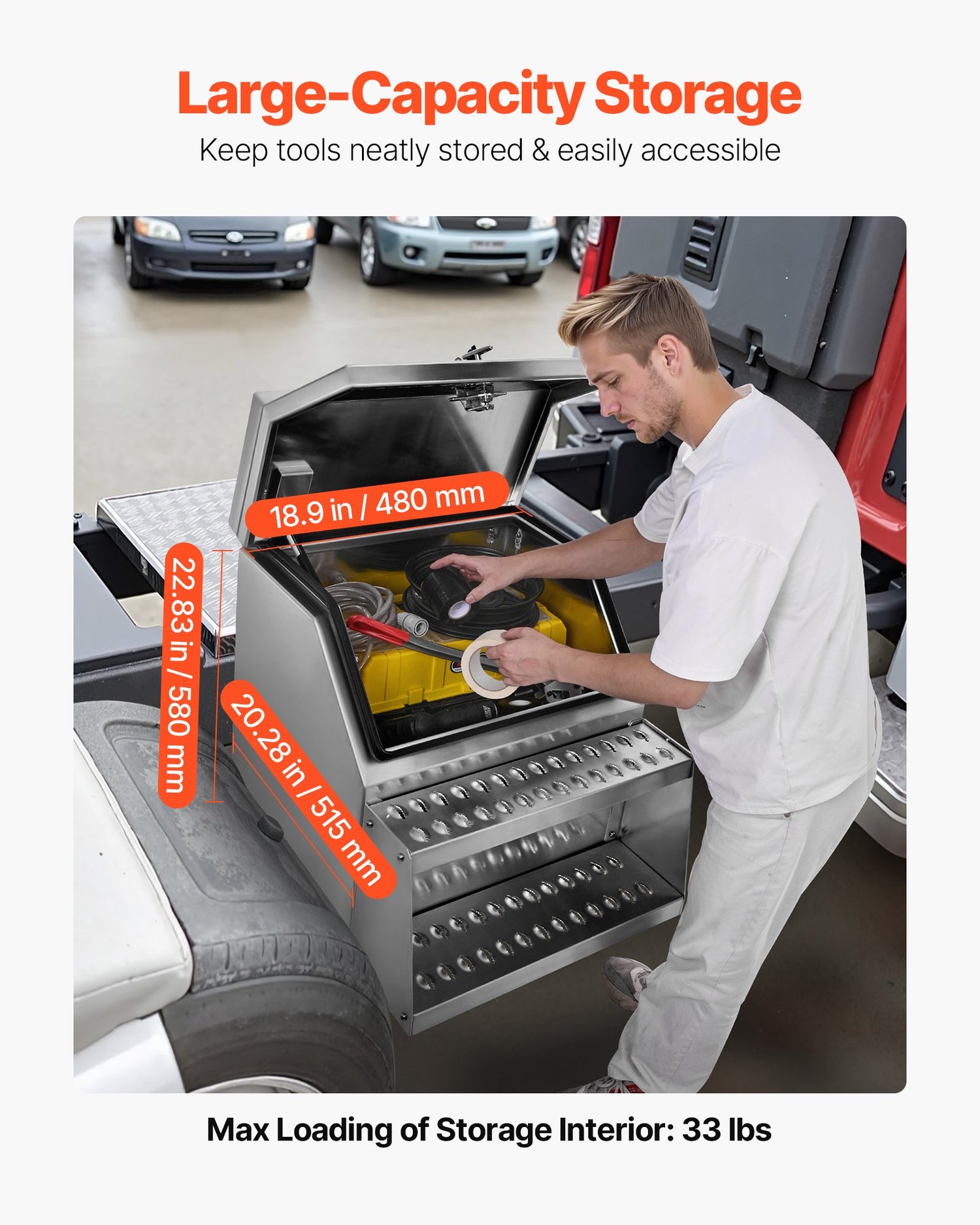 Heavy Duty Truck Step Toolbox – 24" Aluminum Waterproof