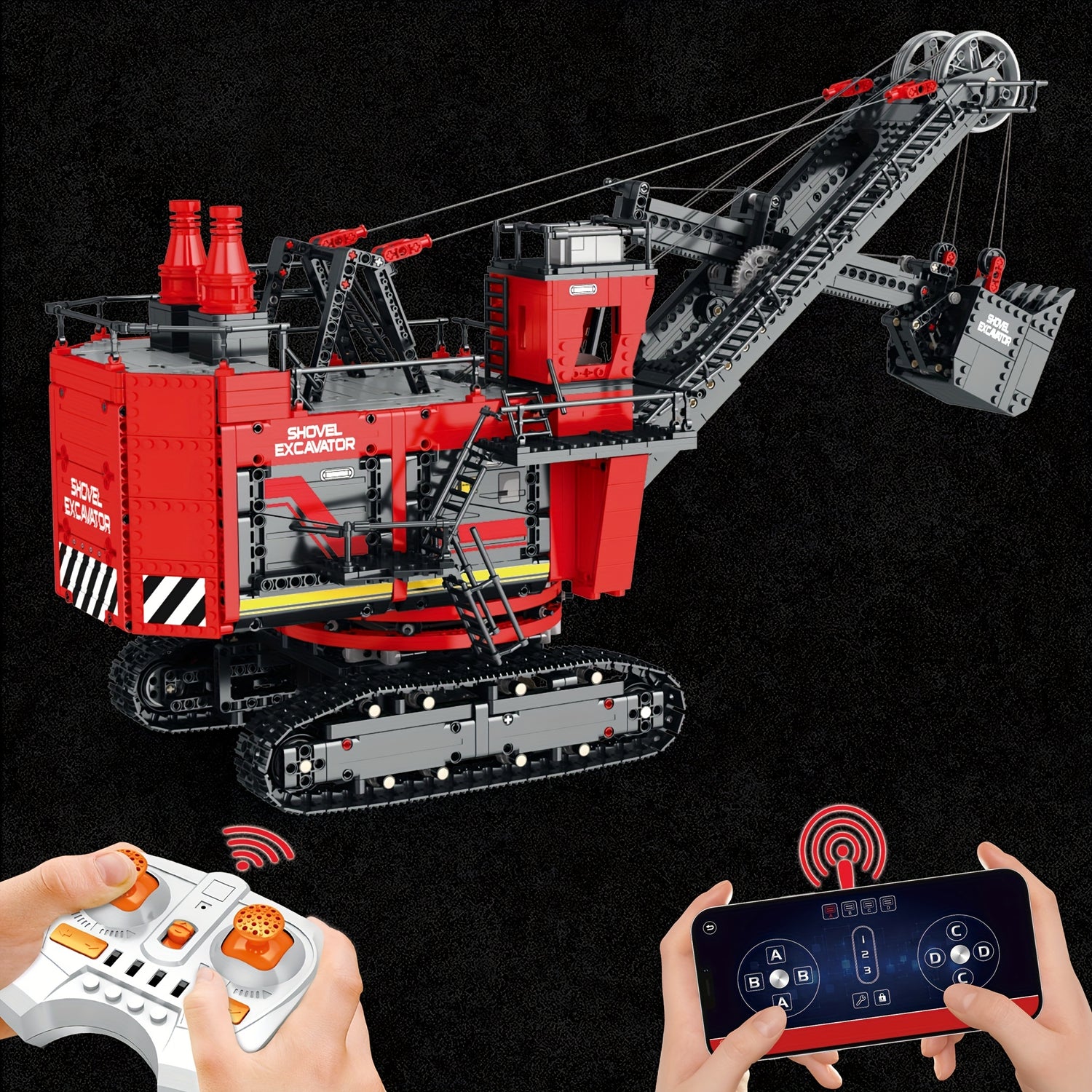 Reobrix 2968pcs Remote Control Excavator Building Set with App Connectivity - Perfect Holiday Gift for Adults, Durable ABS Construction