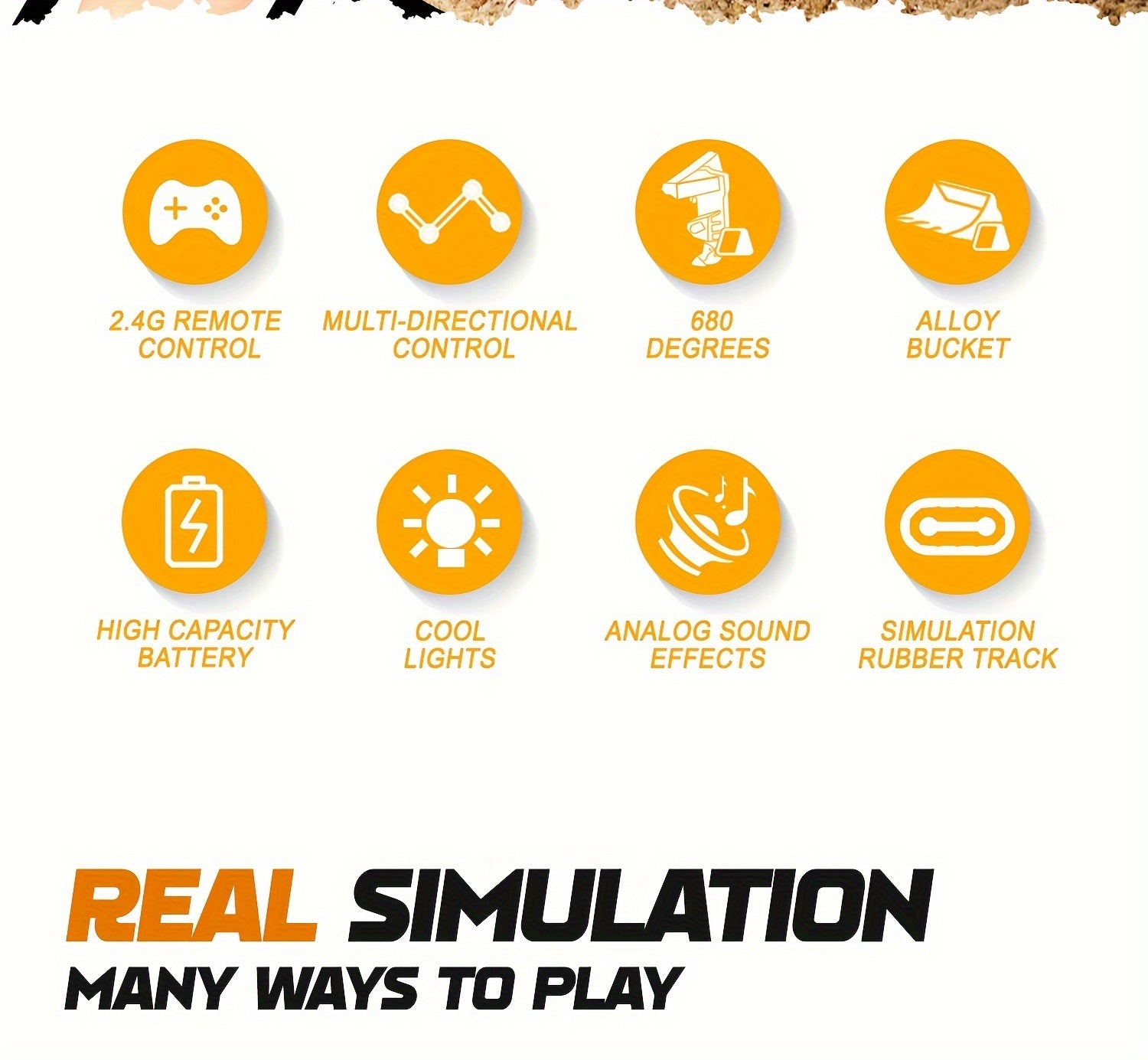 1:24 Scale Metal Bulldozer - Construction Vehicle with Eight-Channel Remote Control, LED Lights, Sound Effects - Perfect Holiday Gift for Kids