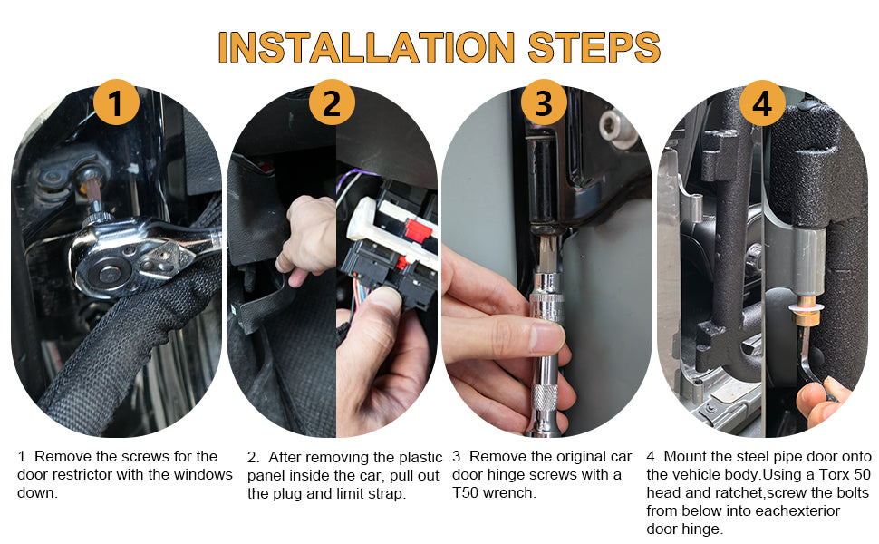 Tubular Doors with Mirrors for 2007–2017 Jeep Wrangler JK 4 Door