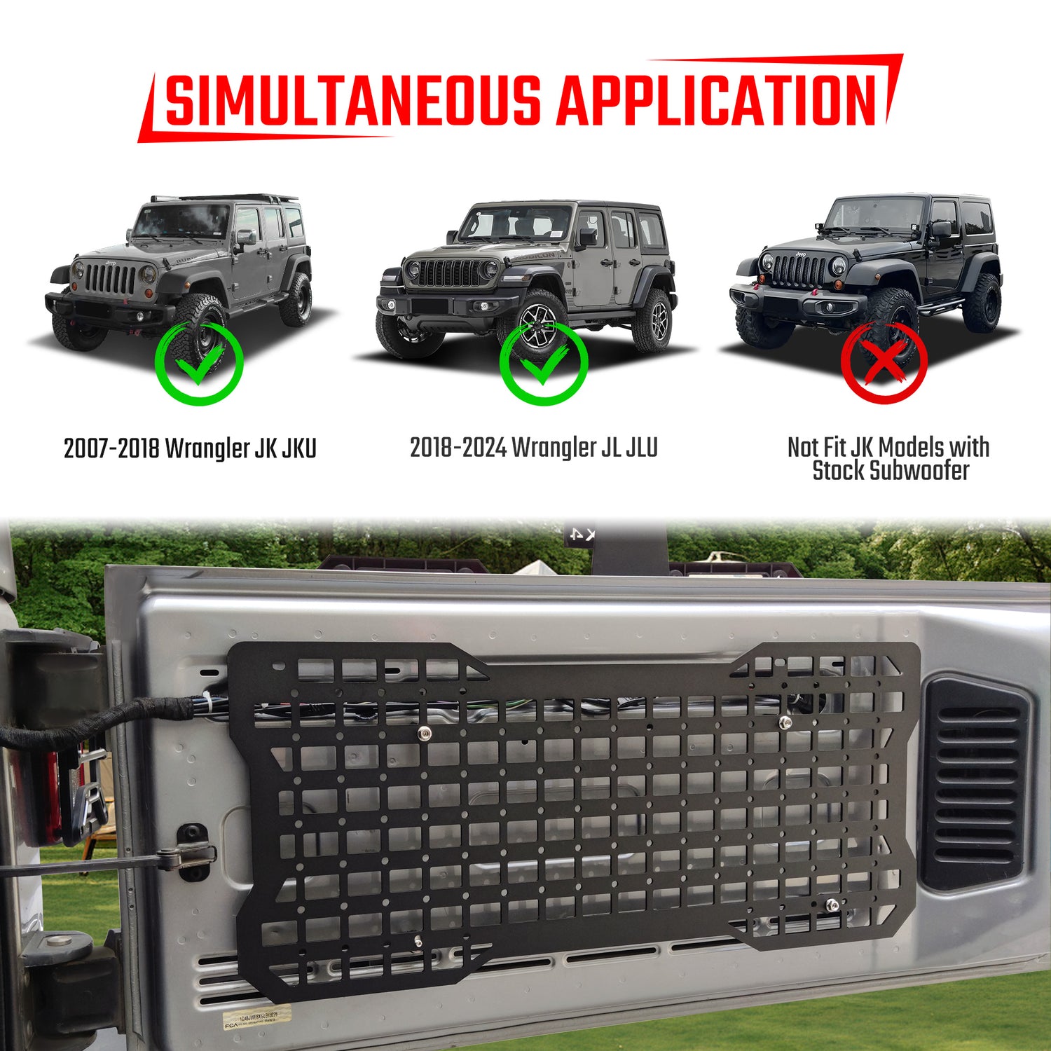 Tailgate Tactical Panel for Jeep Wrangler JK & JL (2007–2025)