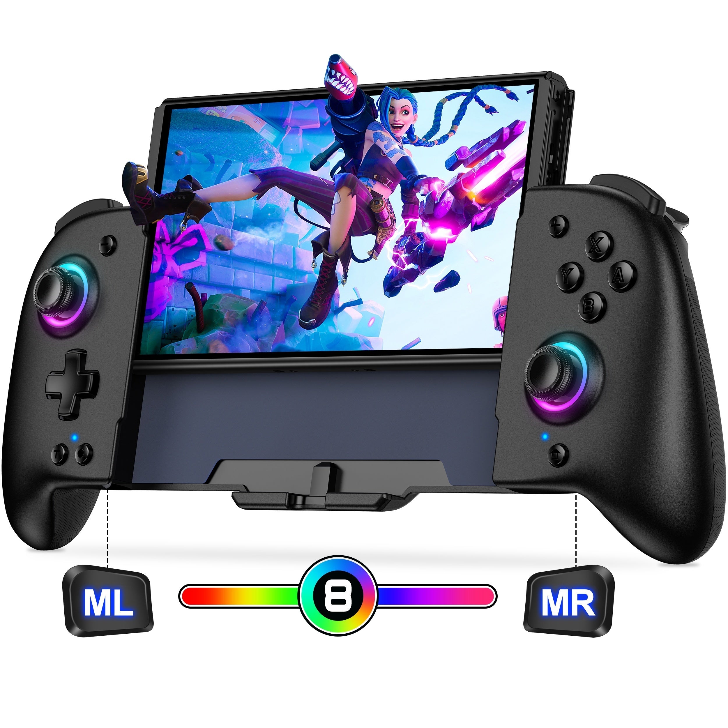 For Switch/Switch OLED, All-In-One gamepad controller replacement for Switch Controller, Switch Controller Remote Control with Adjustable TURBO, with RGB Lighting Effects