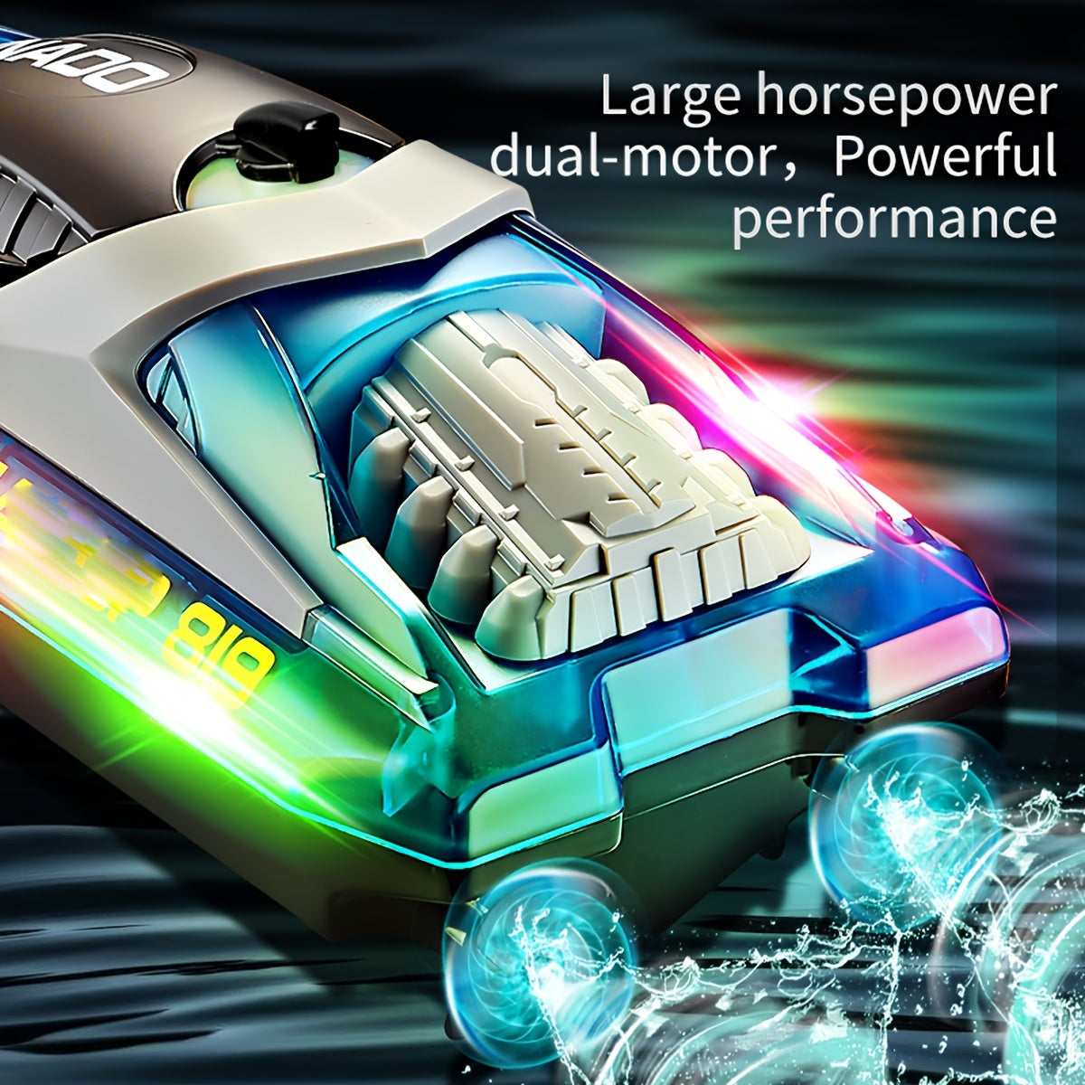 Top Speed of 30Km/ H, Small High-Speed Remote-Controlled Speedboat Comes with LED Night Navigation Lights, 2.4G Remote Control, Anti Capsizing, Circulating Cold Water Device, Christmas, Birthday Gif